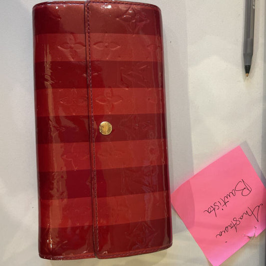 Red Sarah Patent Leather Flap Wallet(AS IS)