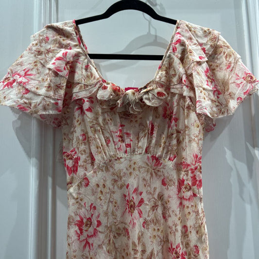 Pink/Brown Cotton Print Dress