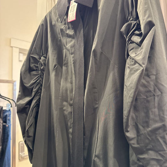 Zip-Up 3/4" Ruched Sleeve Maxi Dress