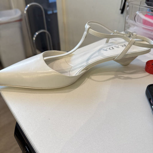 White Leather Slingback Shoe