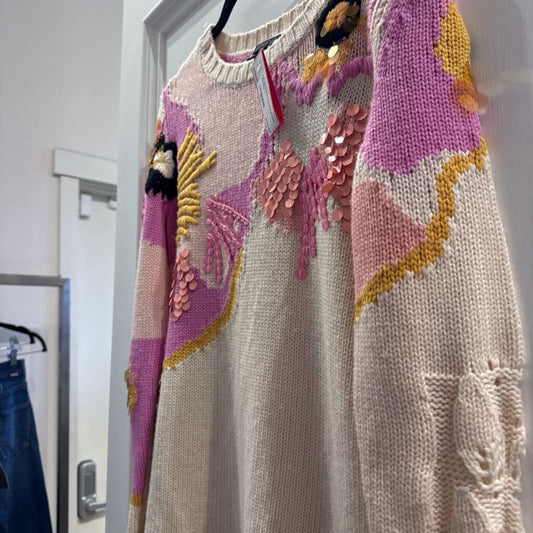 Pink/Cream Floral Print Sweater