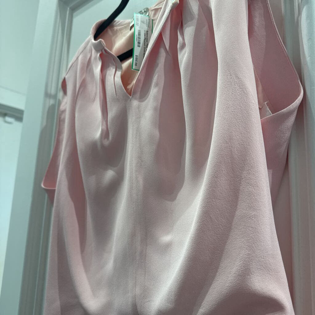 Pink Sleeveless Crepe Pleated Oversized