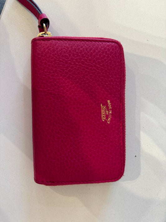 Pink Leather Compact Zip Wallet