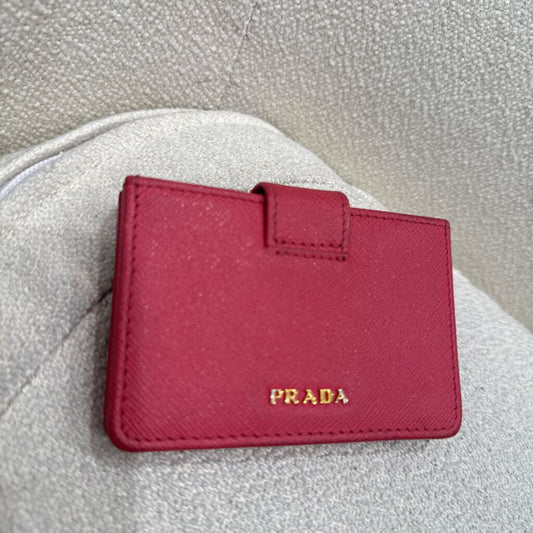 Prada Pink Saffiano Accordian Card Holder