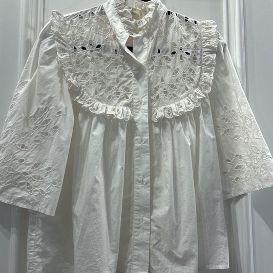 White Embroidered Button Up