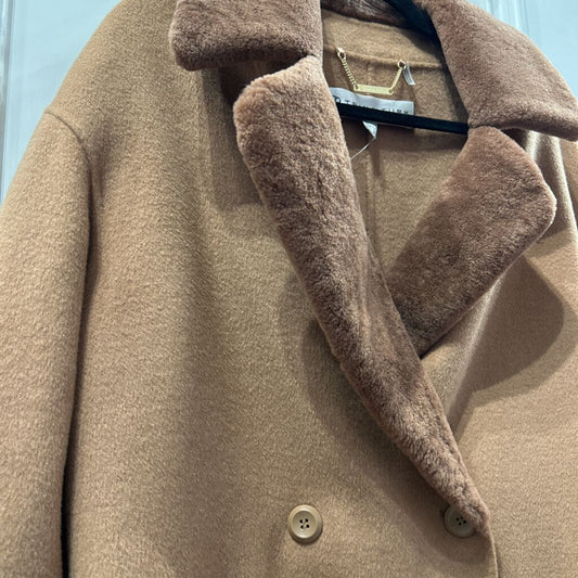 Wool Blend Double Breasted Long Coat
