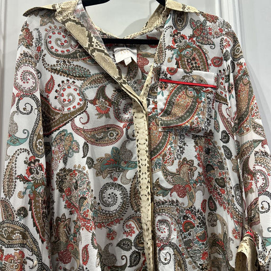 TWP Paisley Print Silk Button up