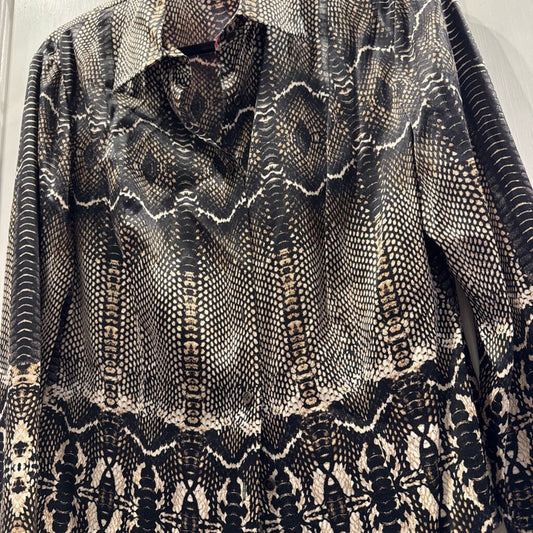 100% Silk Stud Wrist Detail Snakeprint Blouse