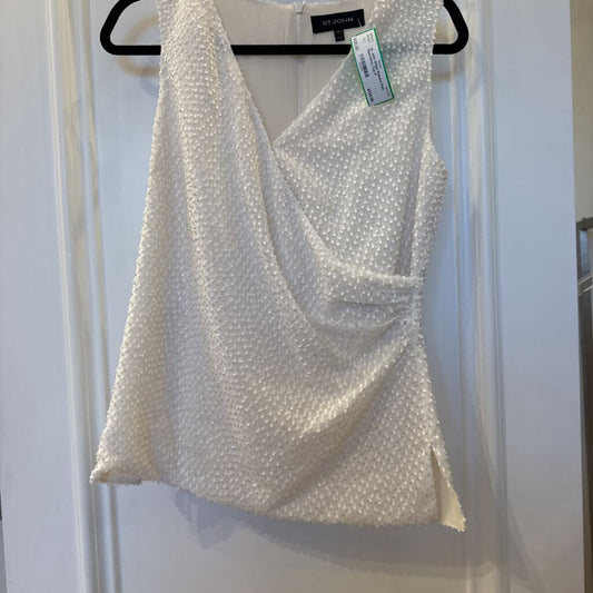 White Pattern Poly Sleeveless Top