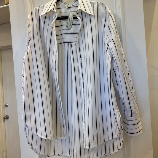 White/Black Stripe Cotton Button Down