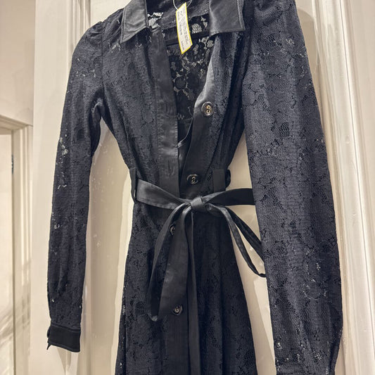 1990-2000s Silk Belted Lace Midi Dress w/ Slip