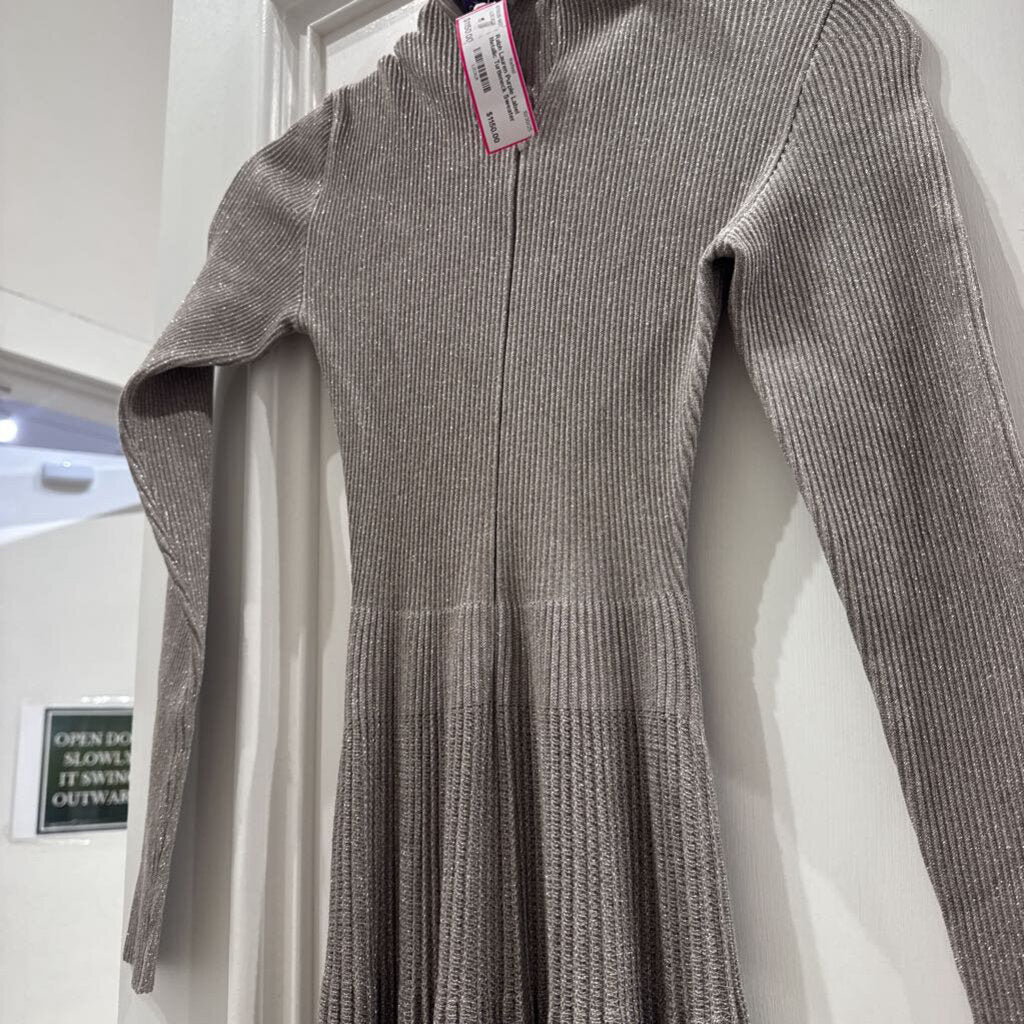 Metallic Turtleneck Sweater Evening Dress (3690)