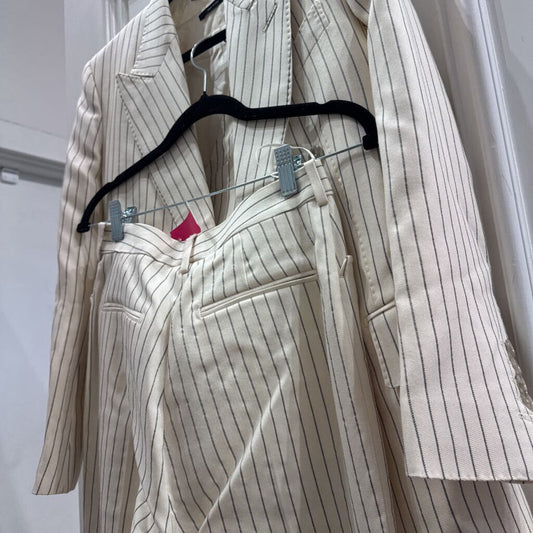 Cream Pin Stripe Double Breasted Blazer/Pant