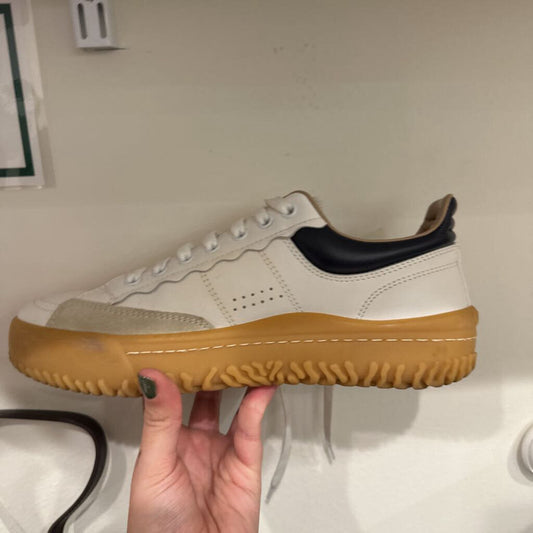 White & Navy Lug Sole Sneaker