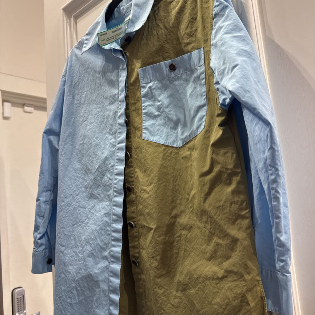 Blue/Green Cotton Button Down Shirt
