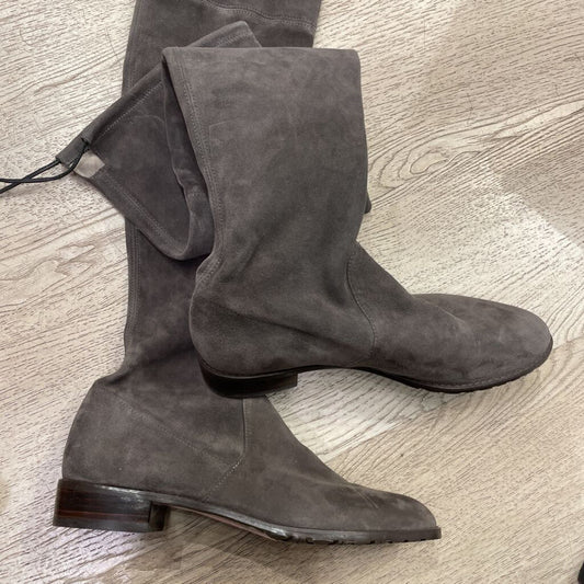Grey Suede Over The Knee Boots