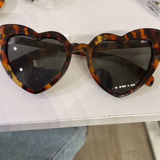 Brown Saint Laurent Heart Shaped Sunglasses