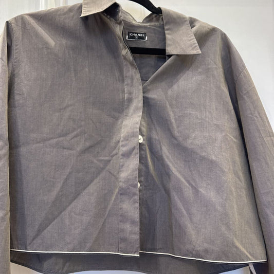 Chanel Grey Cotton Crop Button Up
