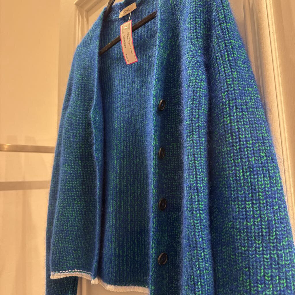 Blue/Green V Neck Cardigan