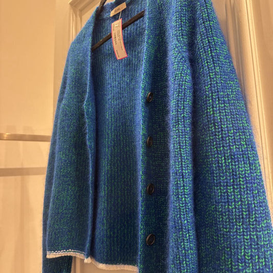 Blue/Green V Neck Cardigan