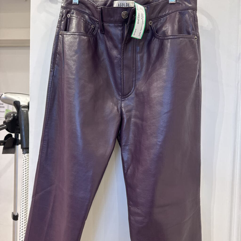 Eggplant Leather Blend Pants
