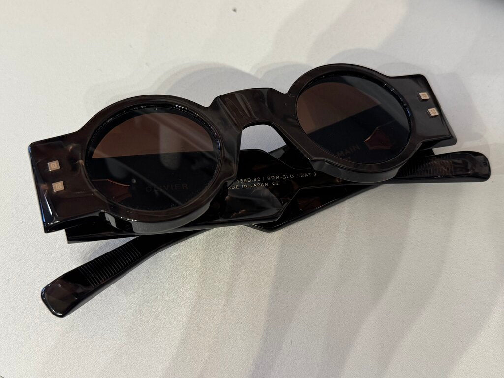 Brown Acetate Round Frame Sunglasses