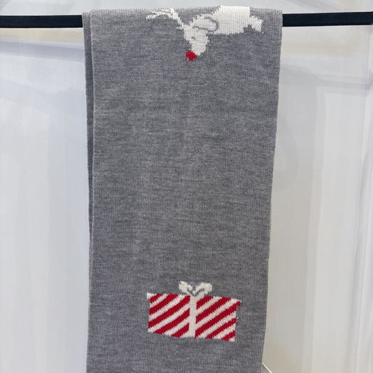 Grey Merino Wool Dachshund Scarf