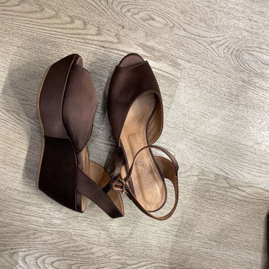 Brown Satin Peeptoe Platform