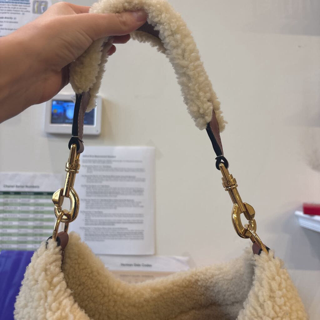 Brown Leather Shearling Shoulder Bag (3350)
