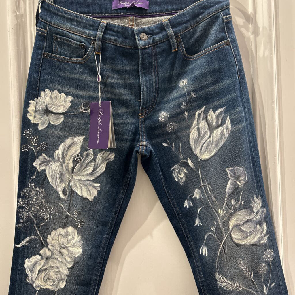 Dark Wash Flower Paint Jean (NWT 1390)