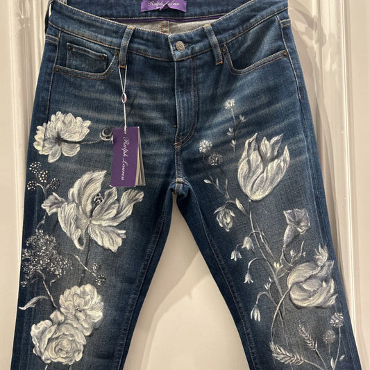Dark Wash Flower Paint Jean (NWT 1390)