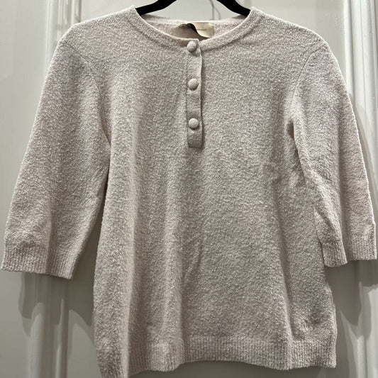 Cream 3/4 Sleeve Cotton Cashmere 3 Button