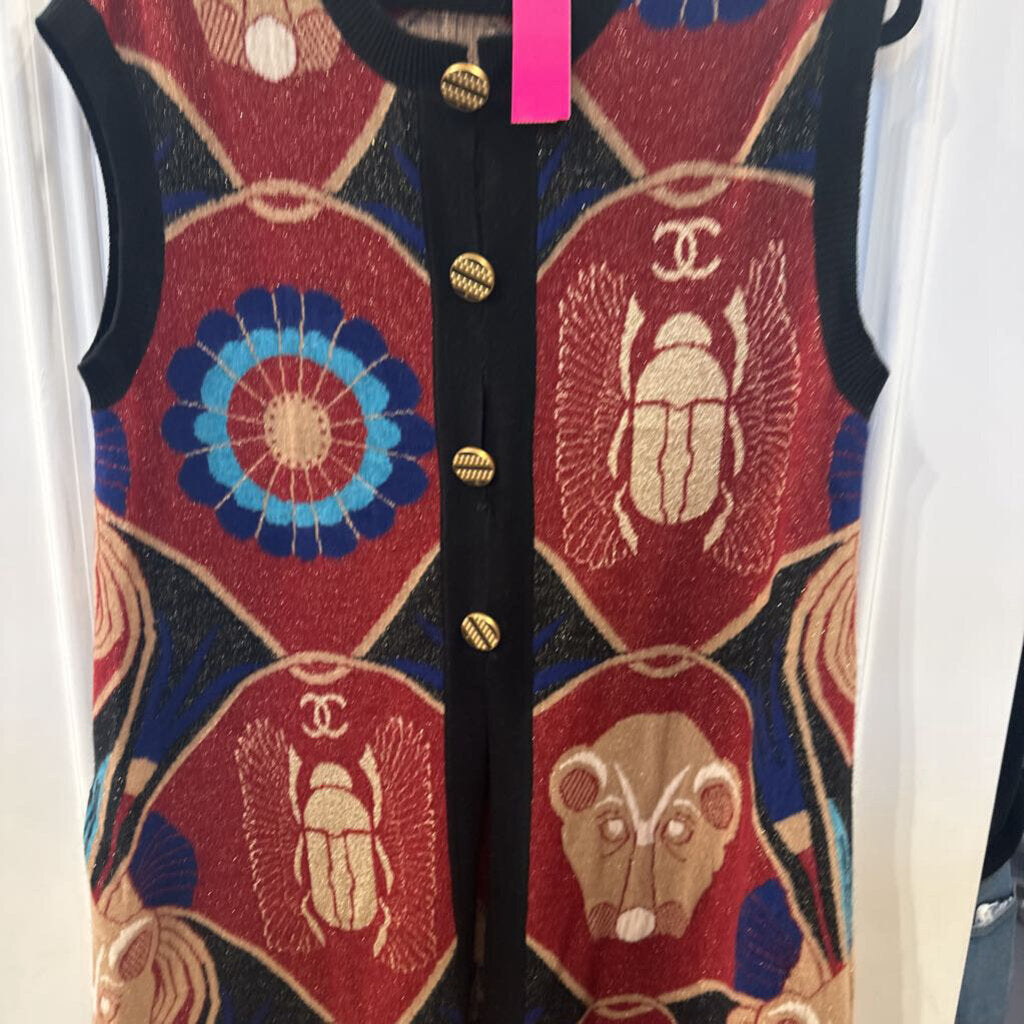 Autumn2019 Egyptian Series Cash/Poly Metal Blend Intarsia Knit Long Cardigan