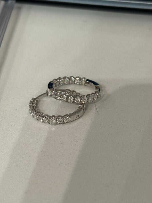 14k White Gold Hoop Earrings w/ 2.05 ct Diamonds (comes with appraisal)
