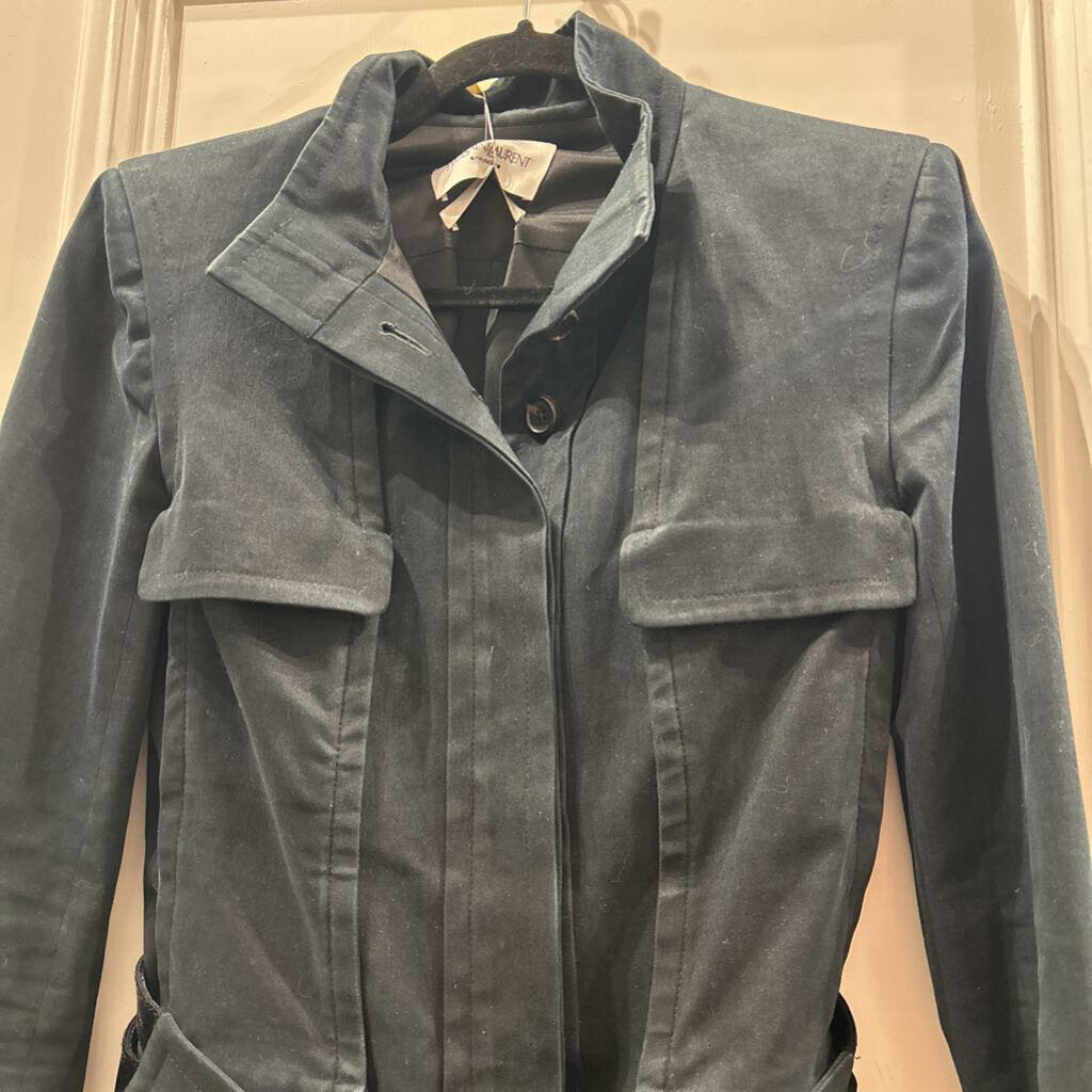 2003 Cotton Blend Denim Velvet Strap Jacket