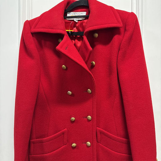 1980s Wool Gold Button Double Breasted Coat