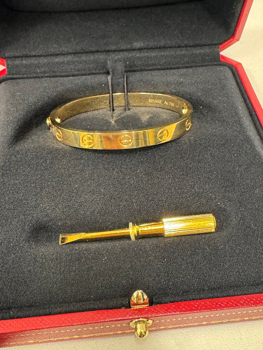 18k YG Medium Love Bracelet, 15cm (FULL SET)