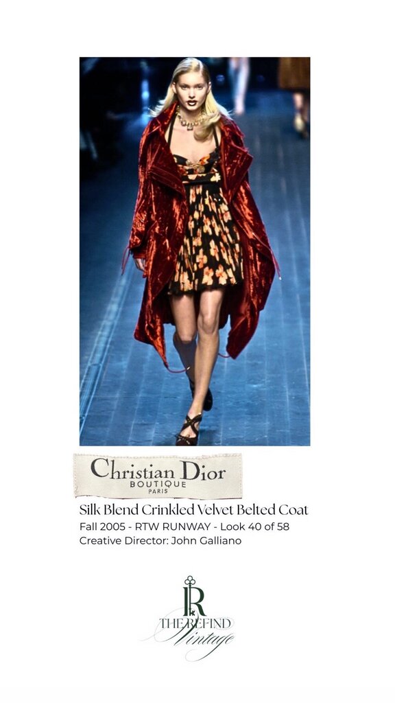 F/W2005 Runway RARE Silk Blend Crinkled Velvet Belted Coat