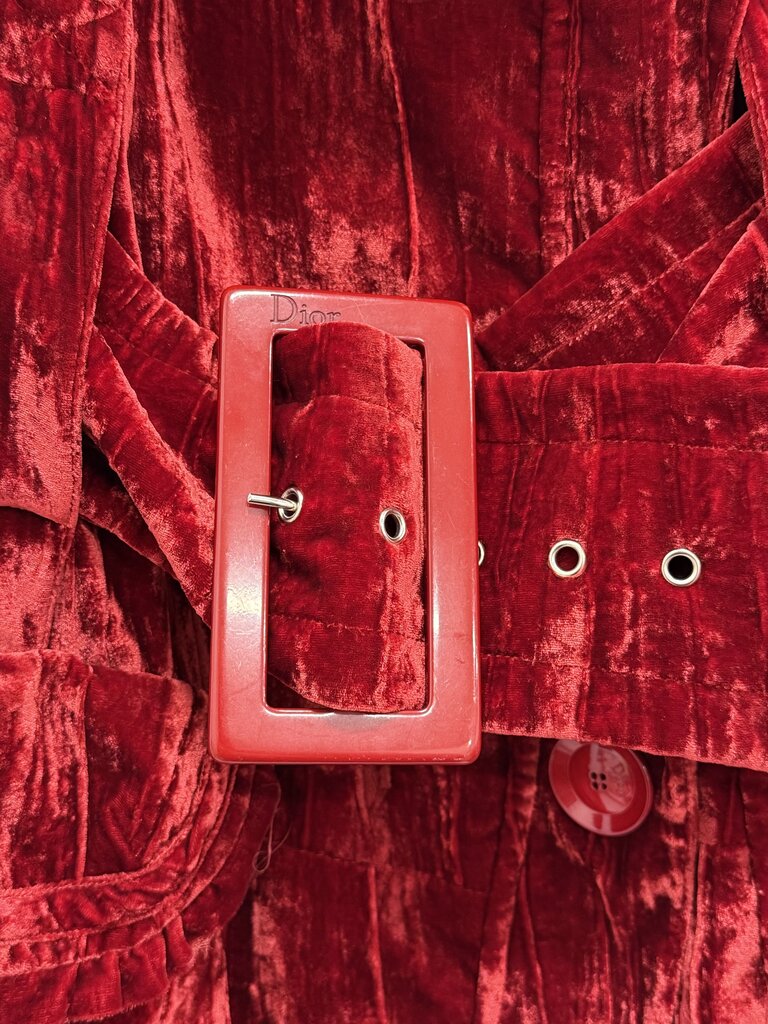 F/W2005 Runway RARE Silk Blend Crinkled Velvet Belted Coat