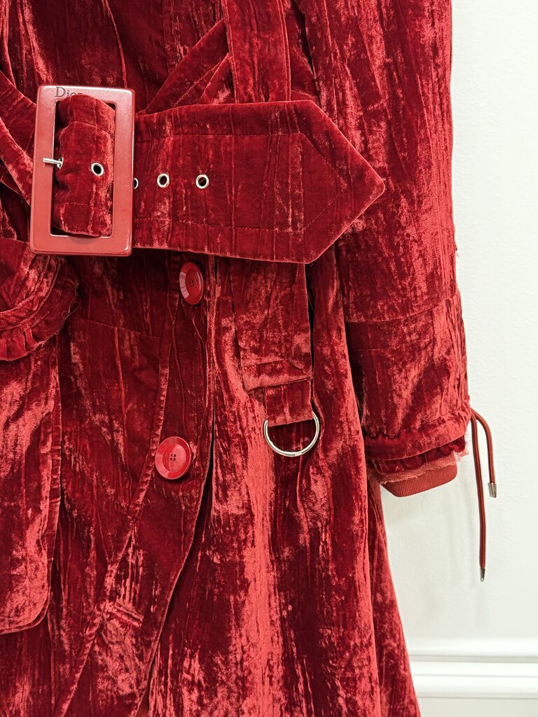 F/W2005 Runway RARE Silk Blend Crinkled Velvet Belted Coat