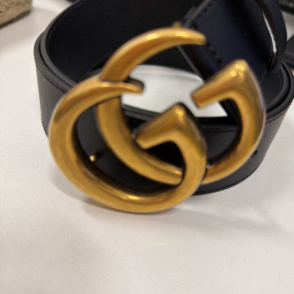 Gucci Black Leather GG Belt, 85