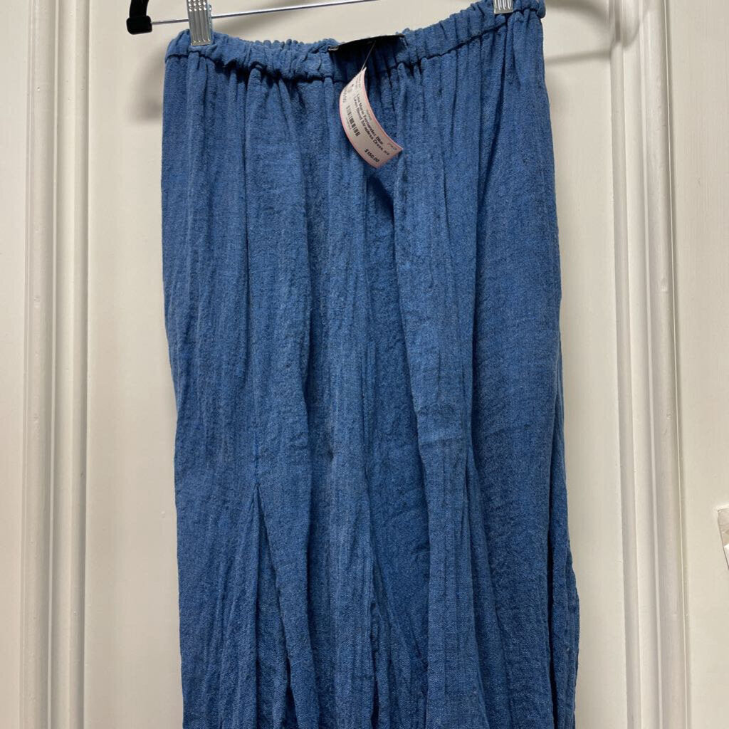 Blue Linen Blend Skirt, n/a