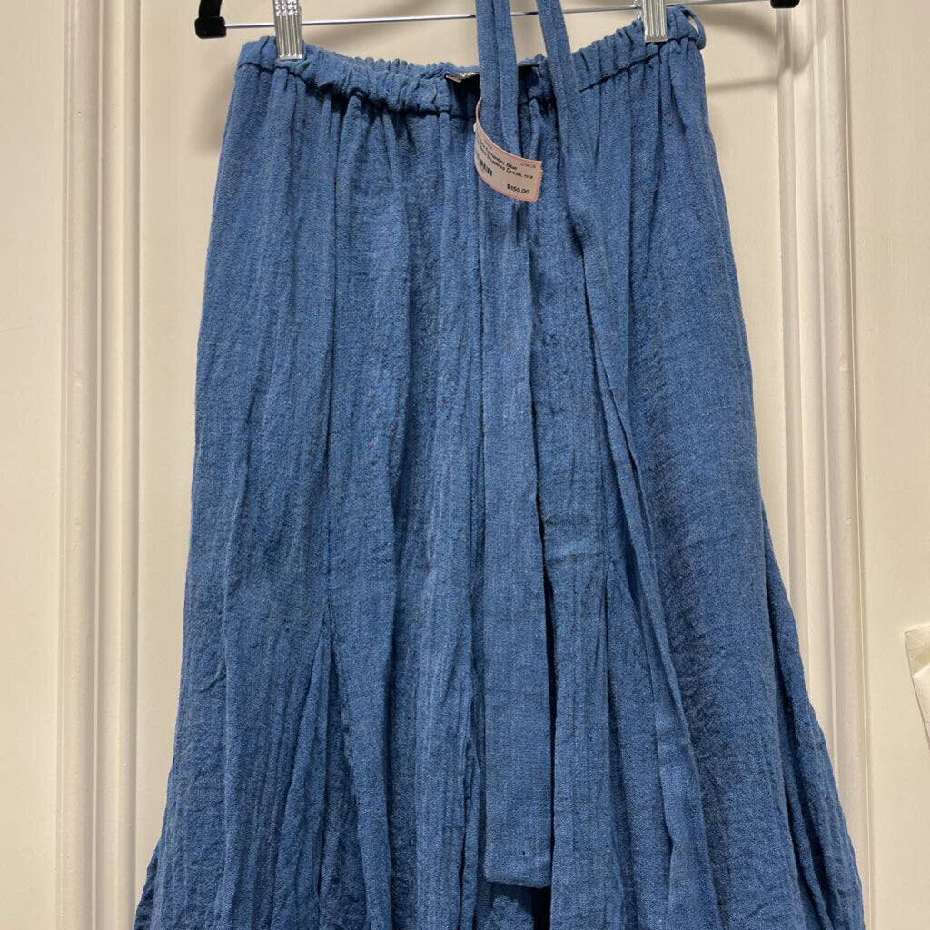 Blue Linen Blend Skirt, n/a