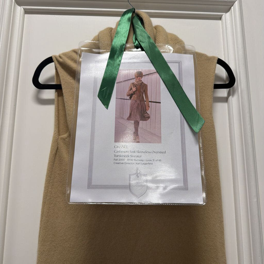 F/W2000 KHAKI CASH KNIT SLEEVELESS TURTLENECK