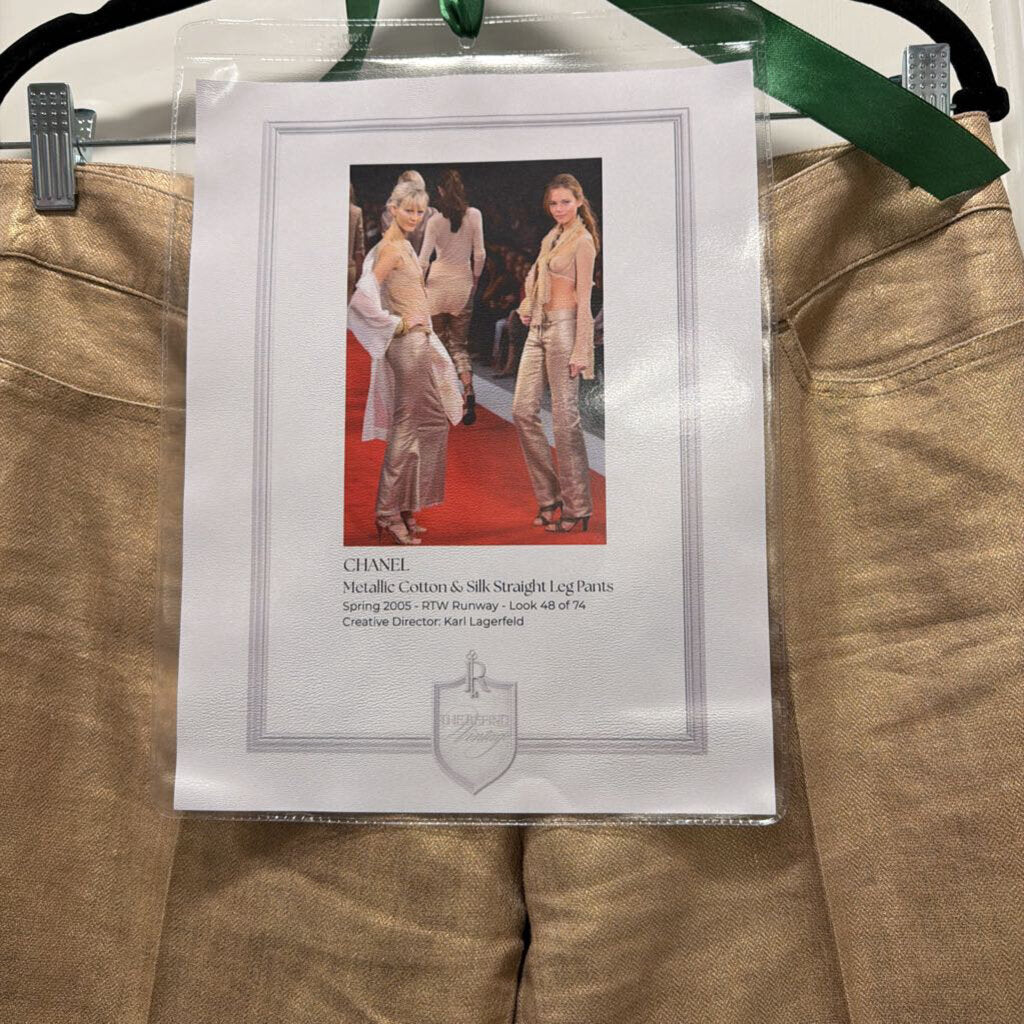 S/S2005 GOLD LINEN/SILK STRAIGHT LEG PANTS