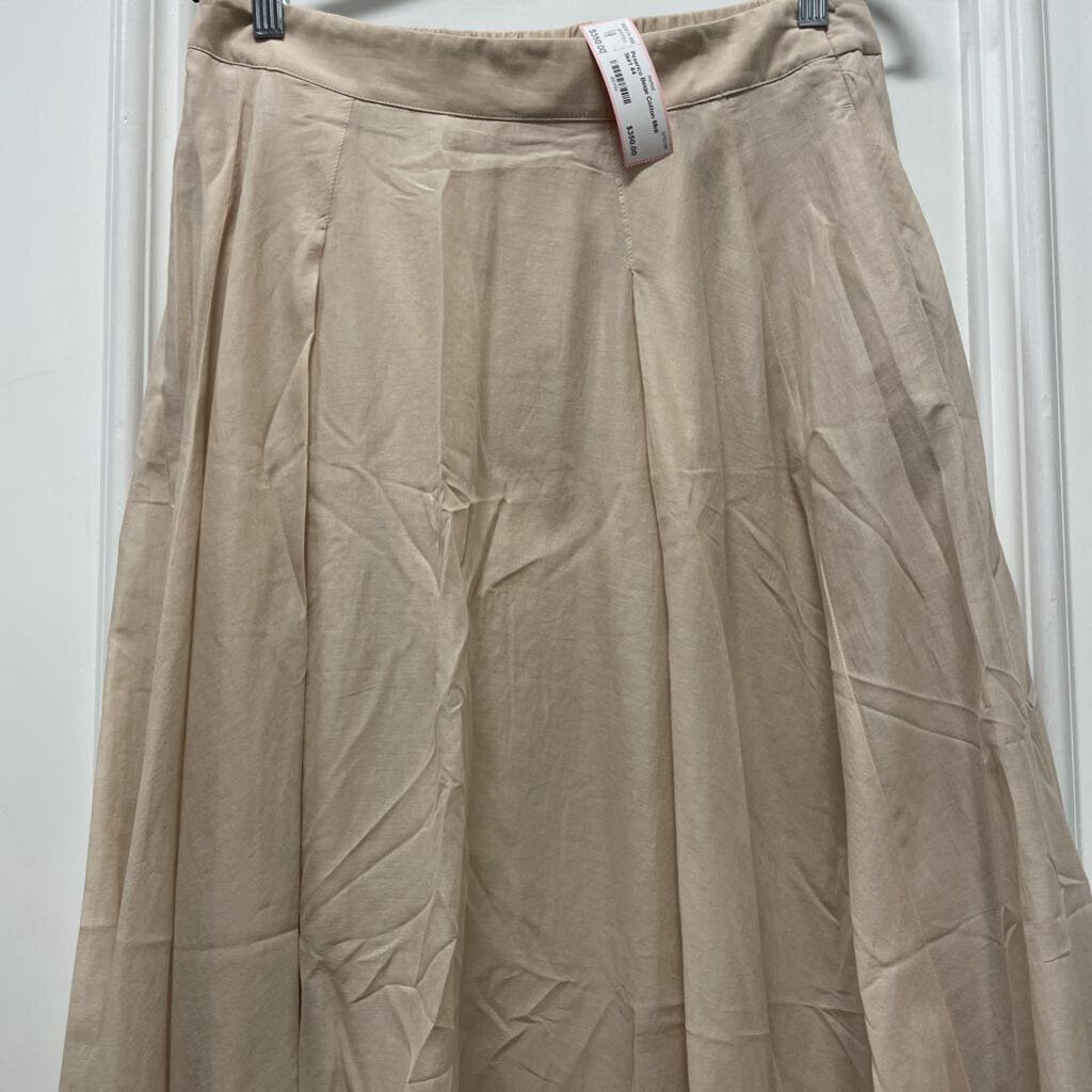 Beige Cotton Midi Skirt