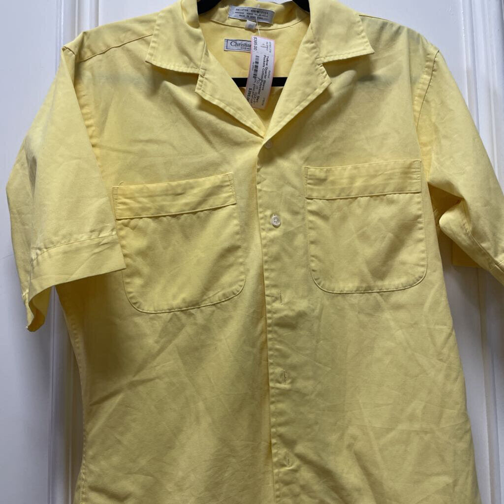 Yellow Quarter Sleeve Pockets Cotton/Polyester Shirt