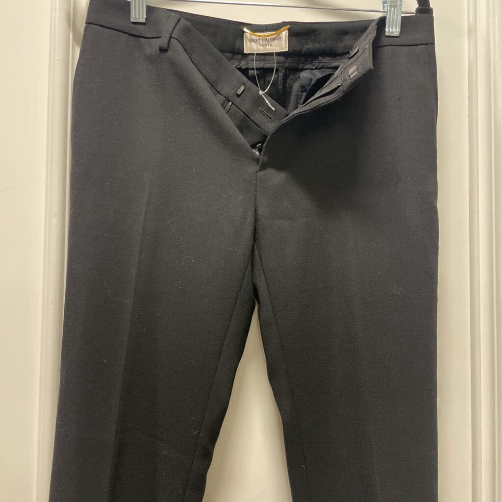 Black Wool Straight Leg Pant