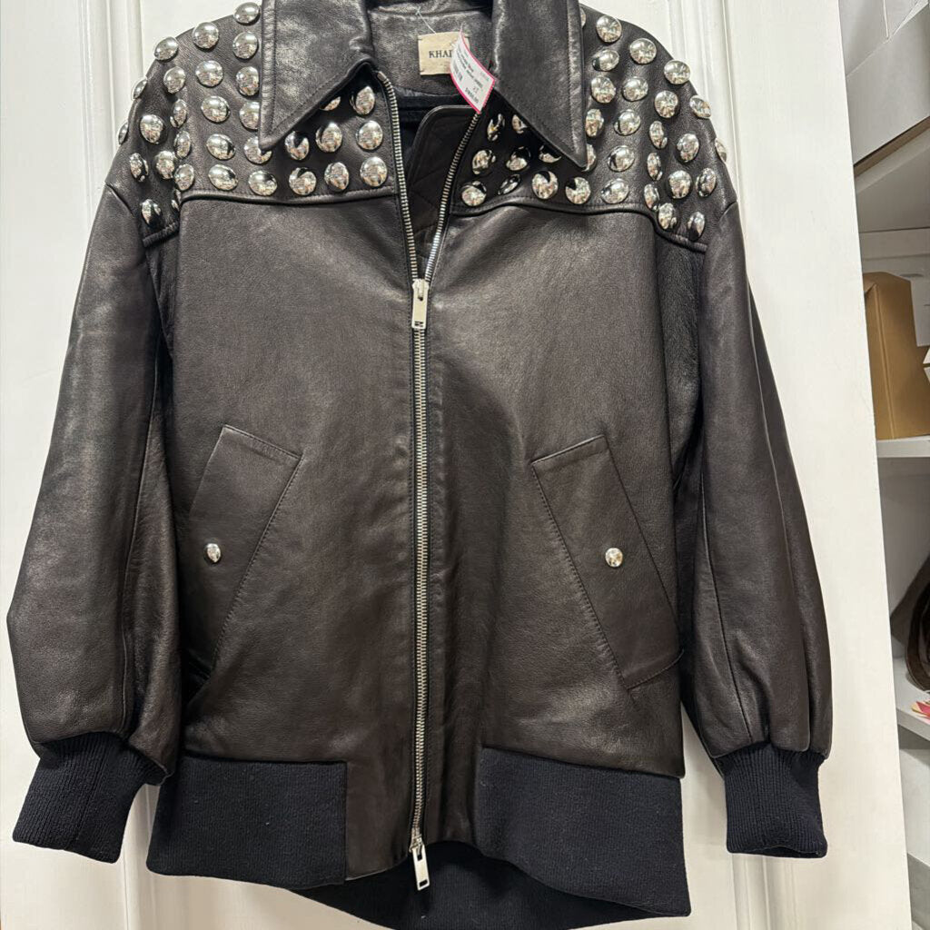 Lambskin Silver Studded Bomber Jacket (4900)