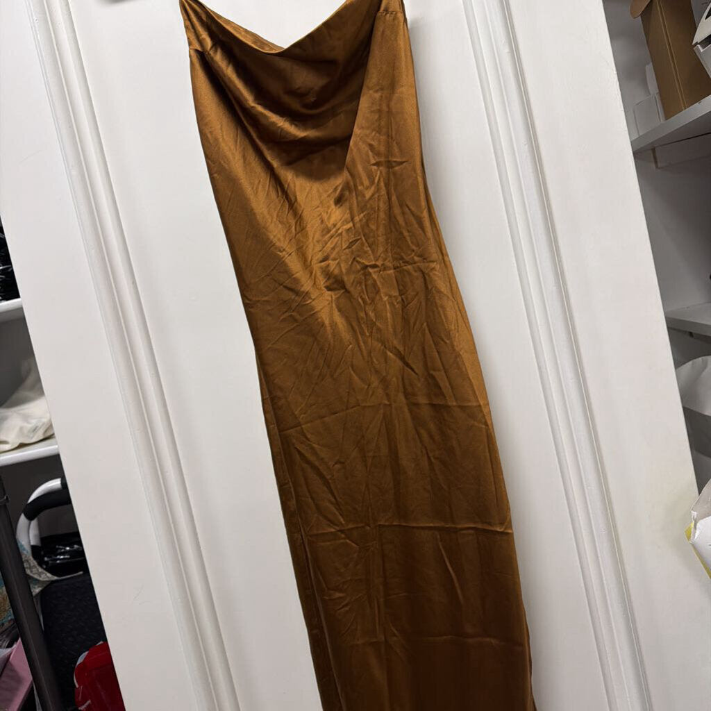 Brown Silk Slip Dress
